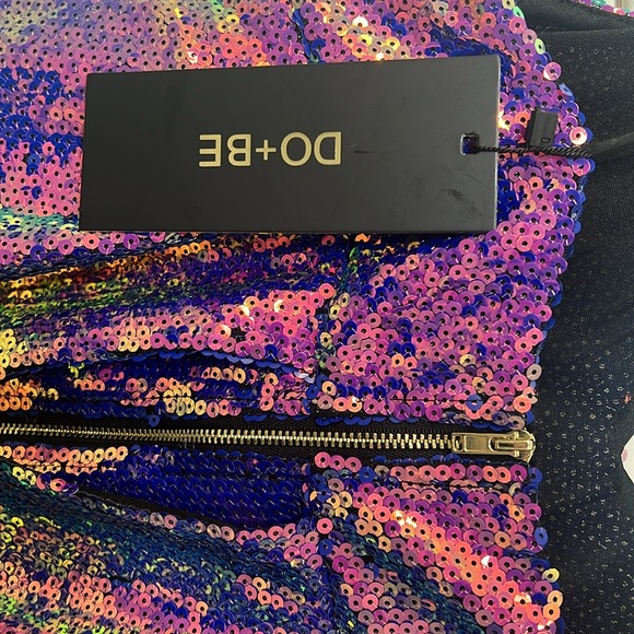 NWT DO+BE DOBE iridescent pink purple sequin dress size small AS - Picture 4 of 5